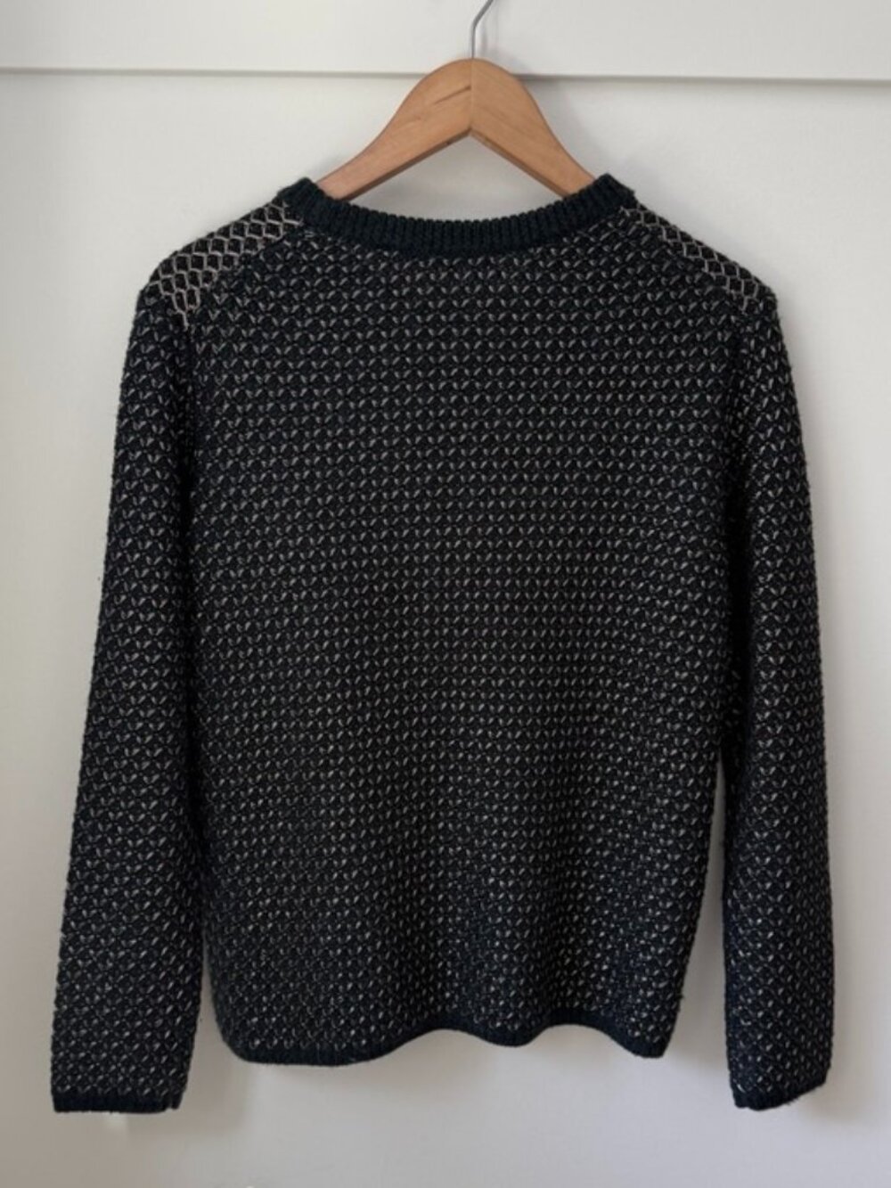 MAJE Navy Blue & Silver Metallic Knit Pullover Crewneck Sweater - Size 3 / L - Picture 2 of 4